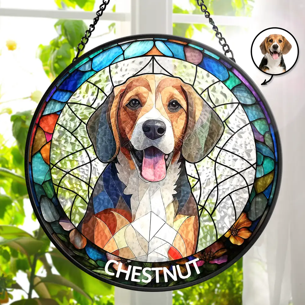 Custom Photo Portrait Dog Cat Family - Stained Glass Suncatcher UK Store
